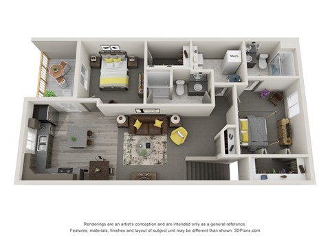 Floor plan for 2 beds, 1 bath, 1492 sqft